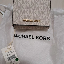 MICHAEL KORS JET SET TRAVEL Mini Wallet Vanilla Excellent with Box