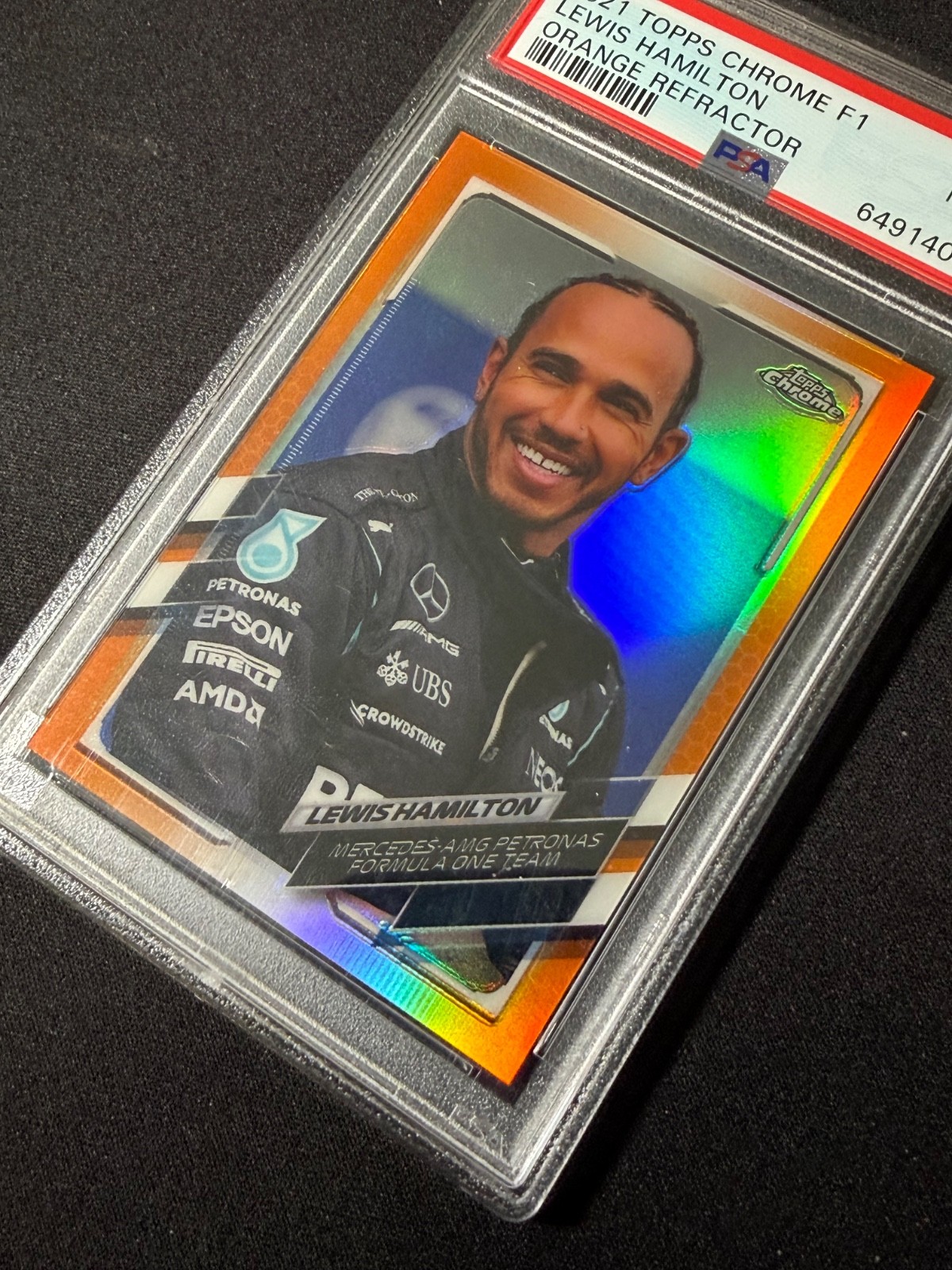 2021 Topps Chrome F1 Lewis Hamilton #50 Orange Refractor /25 PSA 9 MINT SP view 2