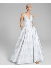 B DARLIN Womens Silver Lined Sleeveless Full-Length Gown Dress 0
