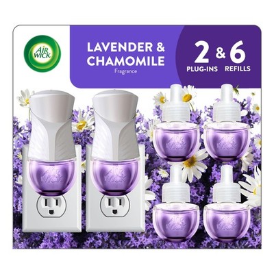 Air Wick Plug in Scented Oil Starter Kit, 2 Warmers + 6 8 Piece Set, Lavender