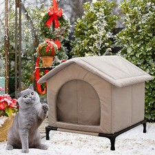Outdoor Cat House Warm Weatherproof Elevated Feet for Patio Backyard Garden