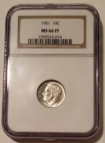 1951 Roosevelt Dime MS66 FT NGC