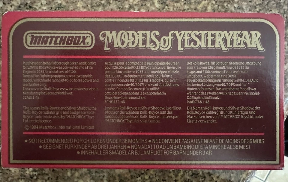 Matchbox Models Of Yesteryear Y6 - 1920 Rolls-Royce Fire Engine. In Box - Image 4 of 4