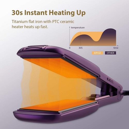 KIPOZI Hair Straightener Titanium 1.75" Vent Sesh Wide Flat Iron Dual Voltage US - Picture 7 of 14