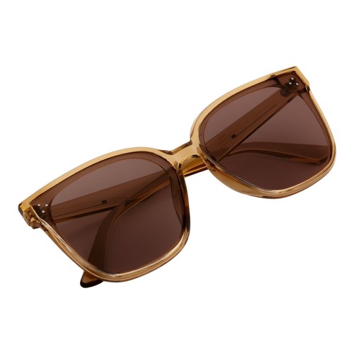 MYA - Polarized Womens Oversize 3 Pin Cat Eye Sunglasses Clear Brown - Picture 5 of 10