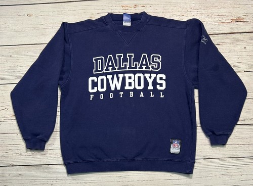 Vtg Reebok Dallas Cowboys Sweater Mens Size M Blue Sweatshirt - 第 1/12 張圖片