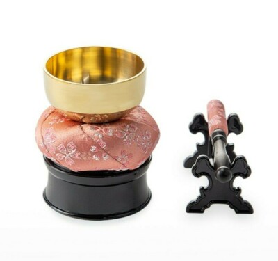 SGI Soka Gakkai Buddhism compact bell & bell stick＆bell stand set sakura Color