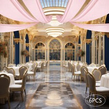 6 Panels Ceiling Drapes Pink Voile Chiffon Wedding Backdrop Curtains Drape Panel
