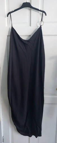 River Island Plus Ruched Side Midi Dress Black Size 28 Adjustable Straps