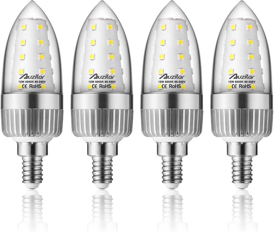 Light Bulbs 12W LED Candelabra Bulbs 100 Watt Equivalent 1200LM 6000K