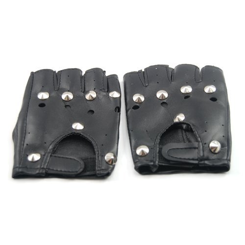 Fingerless Leather Faux Fingerless Gloves Goth Biker Punk