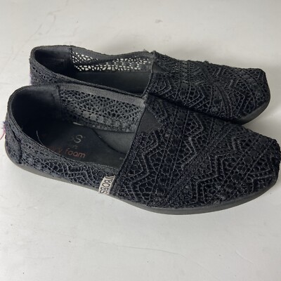 Bobs Skechers Black Women Lace Slip On Sneakers Shoes Size 7