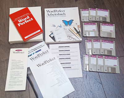 Textprogramm Word Perfect Version 6.0 und 6,0a DOS 16 Disketten Handbuch Vintage