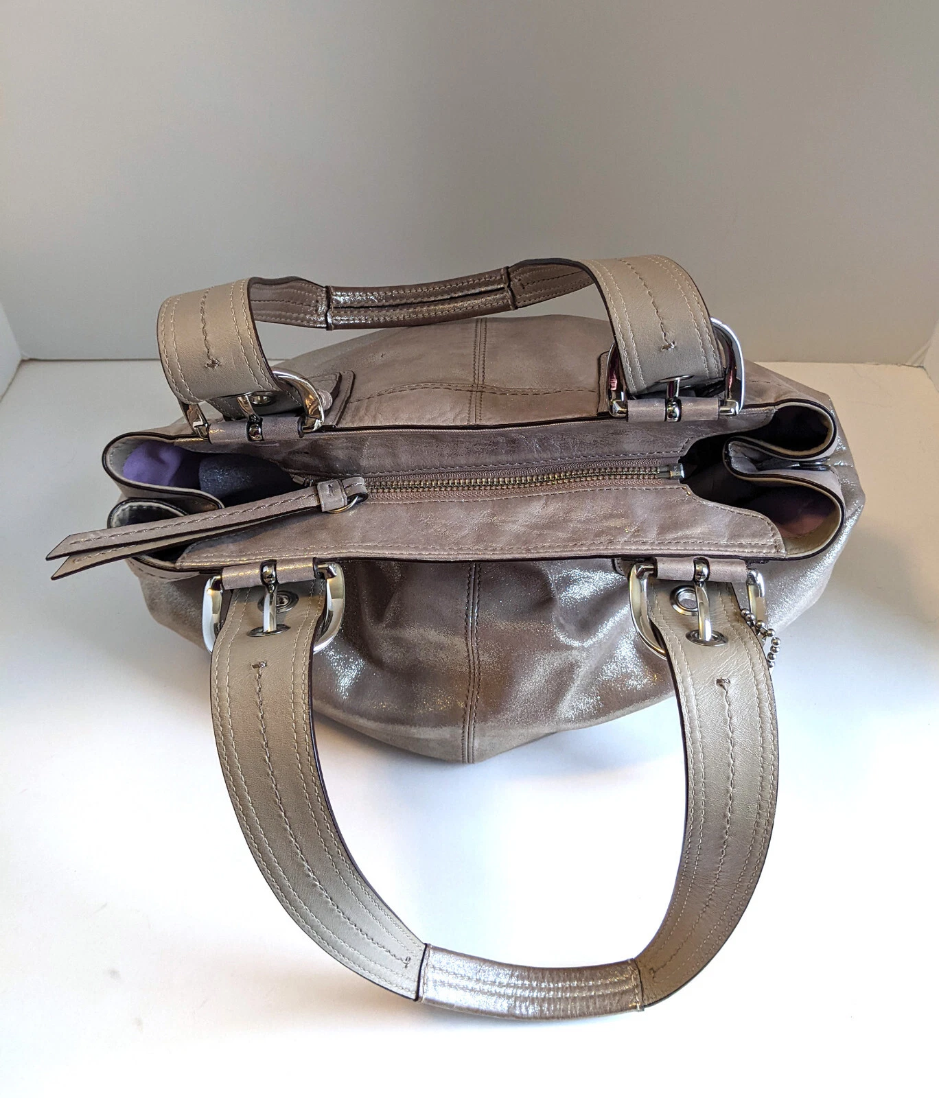 COACH LEATHER n. A1120 F15045 "CHAMPAGNE G METALLIC" BORSA A TRACOLLA GRANDE