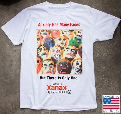 Xanax - Anxiety Has Many Faces Funny Unisex Black, White T-shirt