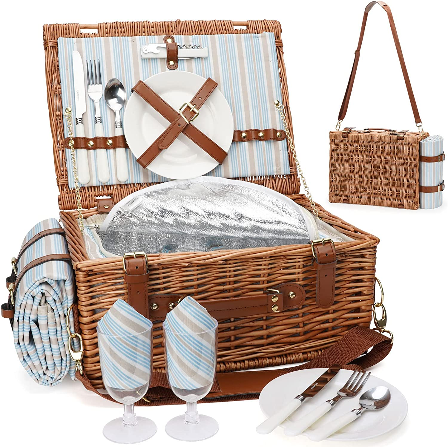 picnic blanket and basket set