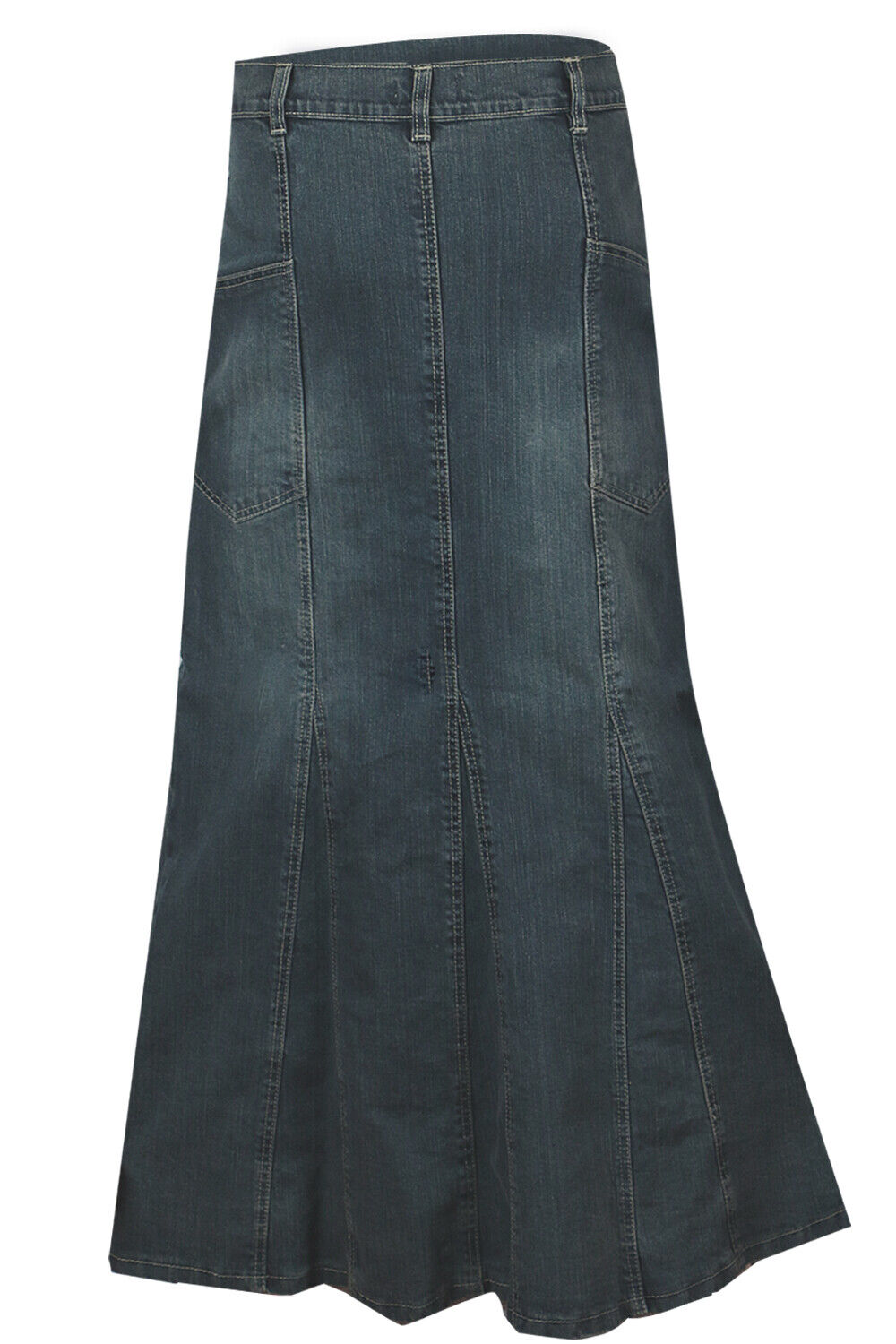 Clove Women Blue Denim Flared Long Maxi Skirt Size 10 12 14 16 18 20 22 ...