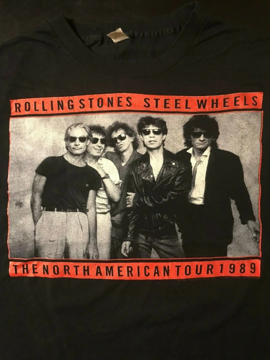 Vintage 80s 1989 Rolling Stones Steel Wheels Concert Tour T-Shirt Rock Jagger