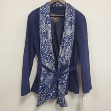 Chi By Falchi Womens Belted Suede Coat With Animal Print Scarf Size 1x Artsy