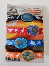 Jurassic World Silicon Bracelet Pack 4ct Black Red Blue Orange Party Supply