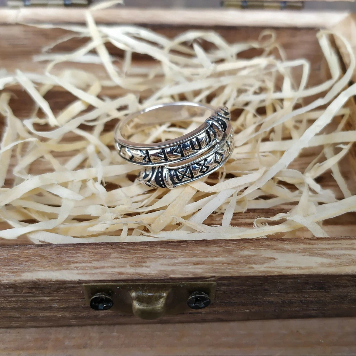 Bague Anneau Serpent Viking en Argent Massif 925 avec Coffret en
