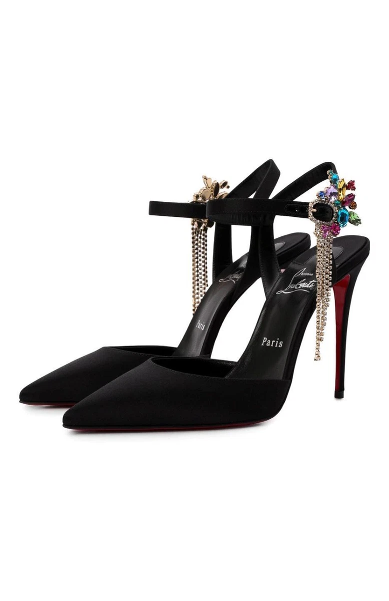 Christian Louboutin GOLDINA RAIN Crystal Jewel Heels Sandals Pumps Shoes 1495
