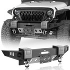 Steel Front Bumper w/ Winch Plate & LED Lights for 2007-2018 Jeep Wrangler JK