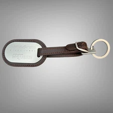 Samsonite Black Label Alexander McQueen Brown Leather Key Chain Name Luggage Tag