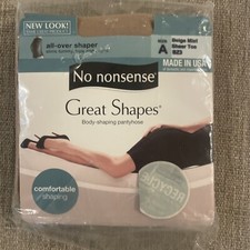 No Nonsense Great Shapes Size A Beige Mist Light Sheer Toe Pantyhose