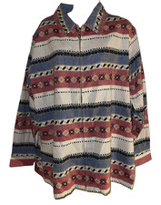 Nwt Dressbarn Woman Zip Front Light Jacket Aztec Southwestern Blue Red White 2x