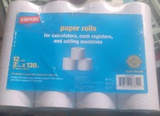 New Staples Bond Paper Rolls 12 Pack 2 1/4 in x 130 ft for Calculators Registers