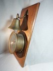 Large Vintage Brass Ship’s bell Clock with oak base Wall hanging — photo 9