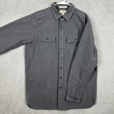 L.L. Bean Chamois Cloth Shirt Flannel Mens Large Tall Gray Button Up Flap Pocket