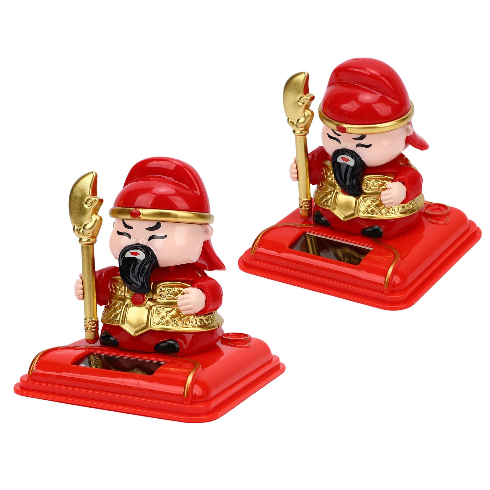NEW Solar Powered Ornament Guan Gong Figurine Chinese Style Cute Statue For Car