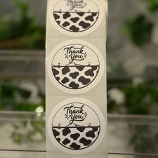 Cow Print Thank You Stickers 2&rdquo; Round 200 Pack Cute Small Business Labels