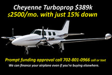 1980 Piper Cheyenne I Own for $2500/mo. just 15% down. like Cessna Conquest