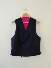 Charles Tyrwhitt Double Breasted Waistcoat UK 42 Navy Blue Wool Morning Suit..