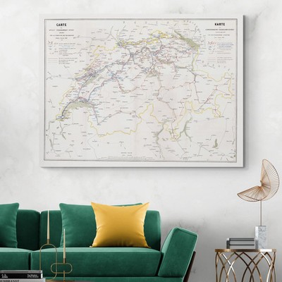 1870 Telegraph Systems Map of Switzerland   Telegraph Infrastructure Overview