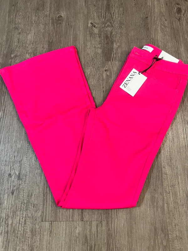 NWT Hot Pink Zenana Flare Pants size small 