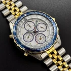 Vintage Seiko Flightmaster Chronograph Alarm Japan Quartz Pilot Watch 7T34-6A09