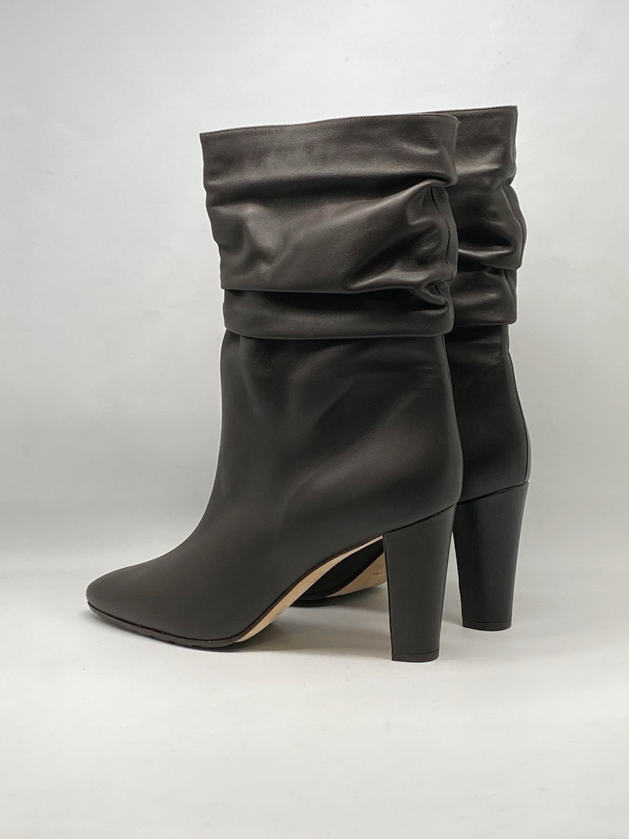 Manolo Blahnik Calasso 90MM Ruched Leather Boots Size 38.5 Retail