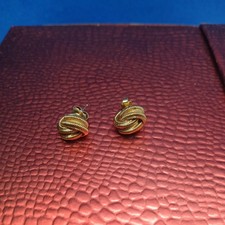 Love Knot Rope Style Pierced Earrings Small Gold Tone Textured A203-64