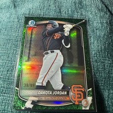 2025 Bowman Draft Dakota Jordan 1st Chrome Green Grass Short Print Refractor /99