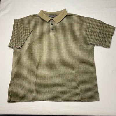 VINTAGE Pierre Cardin Mens Polo sz XL Brown Green Short Sleeve 100% Cotton