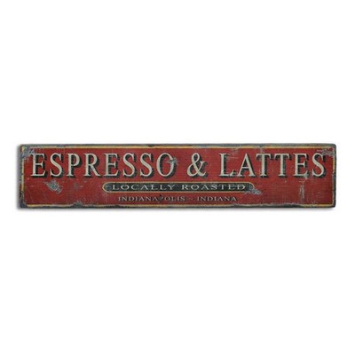 Personalized Coffee Shop Wood Sign - Rustic Hand Made Vintage Wooden Sign