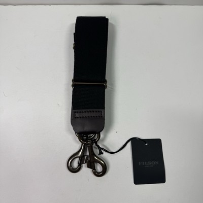 Filson 24 / 48 Hour Webbing Strap Black Cotton With Brown Leather