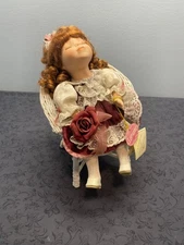 Collector's Choice Lorraine Porcelain Doll Music Box W/ COA Curly Hair Dandee