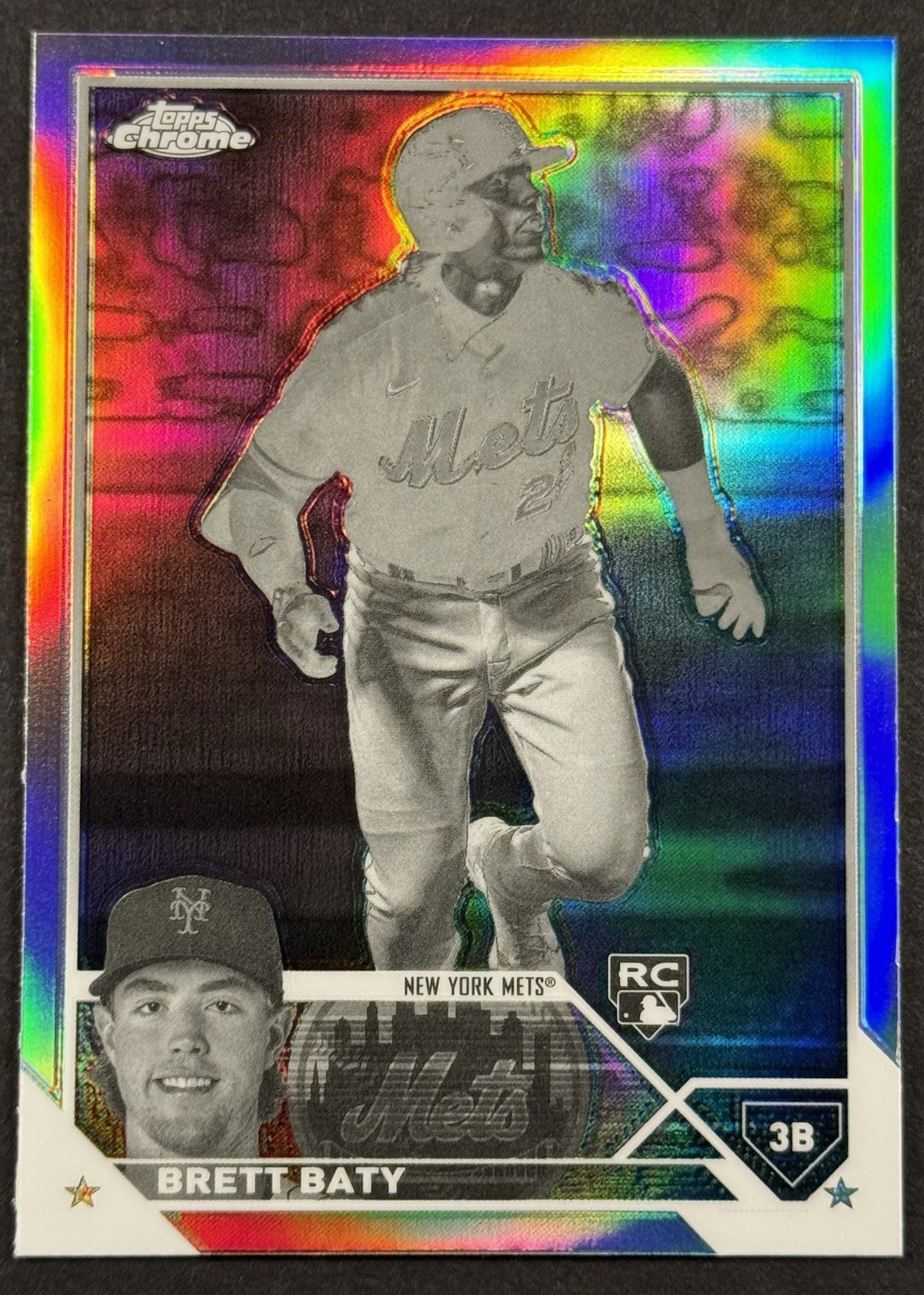 Brett Baty 2023 Topps Chrome #204 Negative Refractor Rookie (RC) New York Mets