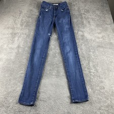 Levis 721 High Rise Skinny Jeans Womens 26 Blue Medium Wash Mid Rise Distressed