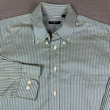 Burberry London Shirt Mens L Blue Yellow Stripe Button Down USA Made Long Sleeve